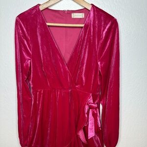 Hot PINK Stretch Velvet Dress by Altared State - Size Large - Like New
